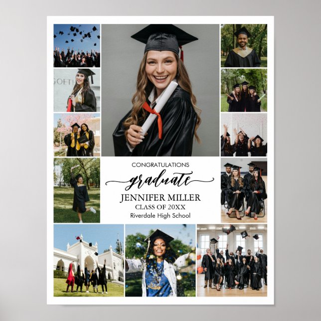 Graduation Portrait Custom Senior Photo Collage Poster (Front)