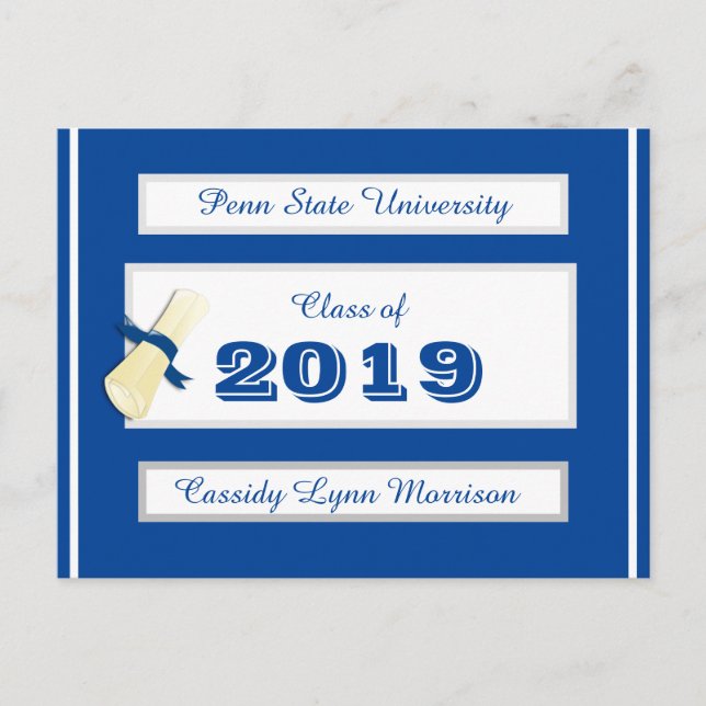 Graduation Post Cards Blue/White (Front)