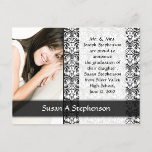 Graduation Postcard, Black and White Formal Announcement Postcard