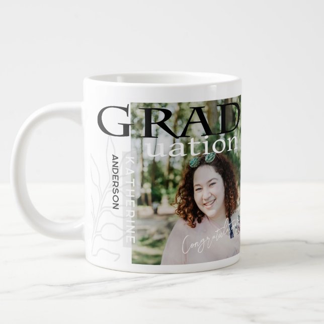 Graduation Poster Styled Photo White Large Coffee Mug (Left)