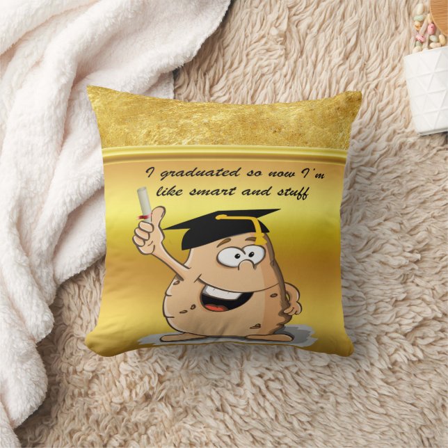 Graduation potato character with a degree cushion (Blanket)