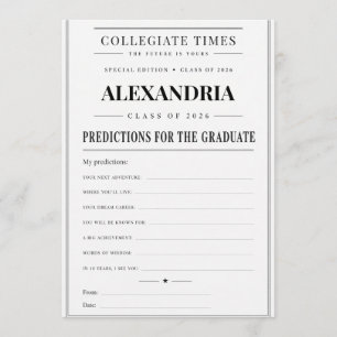 Graduation Predictions Card, Class of 2026 Advice Card
