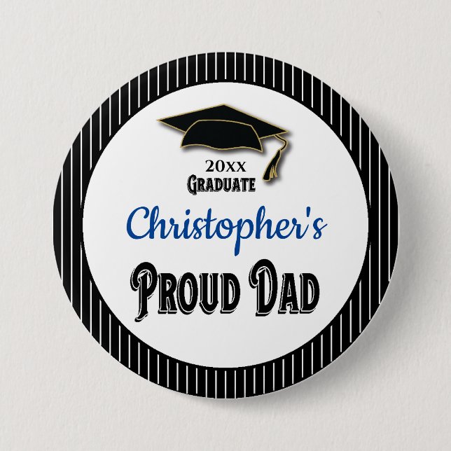 Graduation Proud Dad Parent Monogram Grad 7.5 Cm Round Badge (Front)
