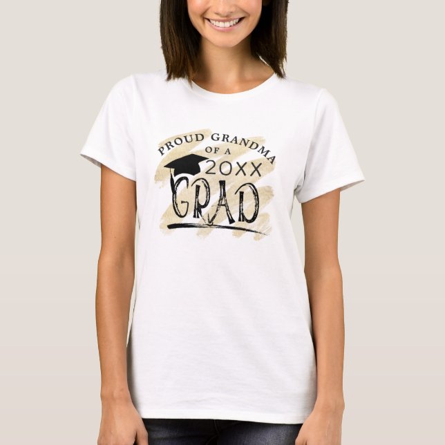 Graduation PROUD GRANDMA OF A GRAD Black Gold T-Shirt (Front)