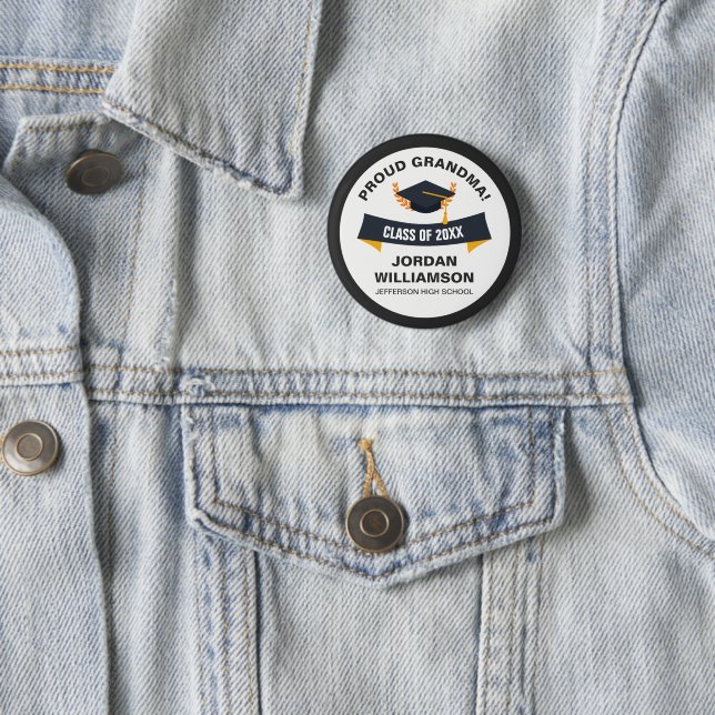 Graduation Proud Grandma of Graduate Class of 20XX 6 Cm Round Badge (In Situ)