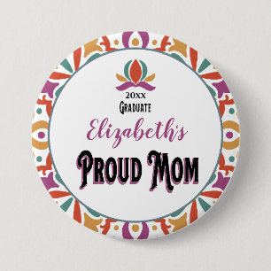 Graduation Proud Mom Parent Monogram Grad 7.5 Cm Round Badge