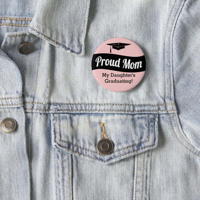 Graduation - Proud Mum -Rose Gold Pink 6 Cm Round Badge (In Situ)