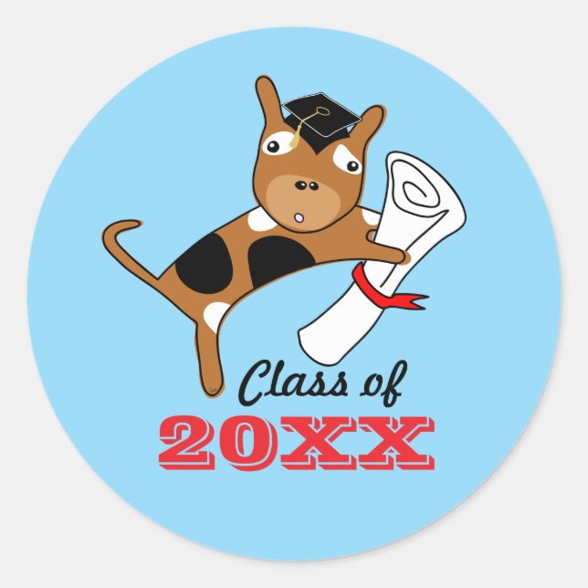 Graduation Puppy with Diploma Blue Sticker (Front)