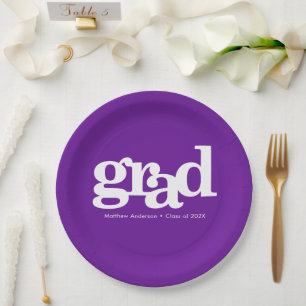 Graduation purple bold modern simple typography paper plate