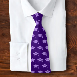 Graduation Purple Cap Icon Pattern Simple Classy Tie