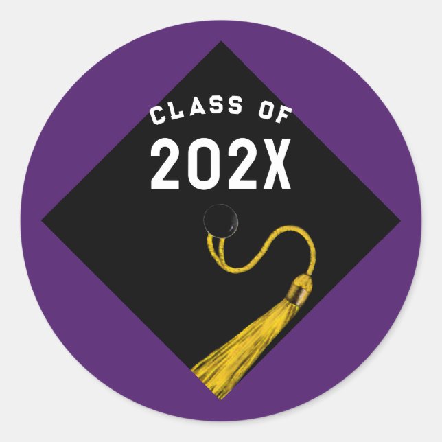 Graduation Purple Classic Round Sticker (Front)