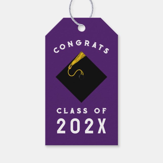 Graduation Purple Gift Tags (Front)