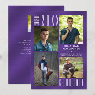 Graduation Purple Photo Collage Announcement