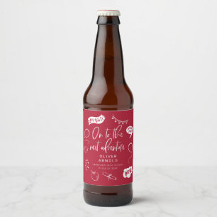 Graduation Quirky Doodle Next Adventure Red Beer Bottle Label