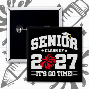 Graduation Quote Year Cheer Senior Class of 2027 15 Cm Square Badge