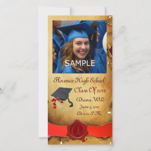GRADUATION  RED BROWN WAX SEAL MONOGRAM ANNOUNCEMENT