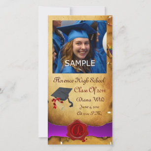 GRADUATION RED BROWN WAX SEAL MONOGRAM purple Announcement