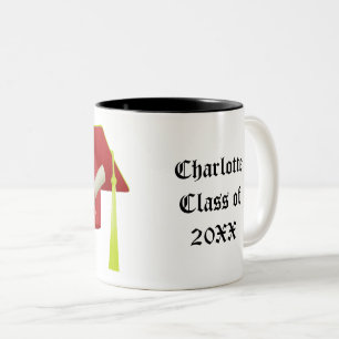 Graduation Red Cap Class of 20XX Add Name Two-Tone Coffee Mug