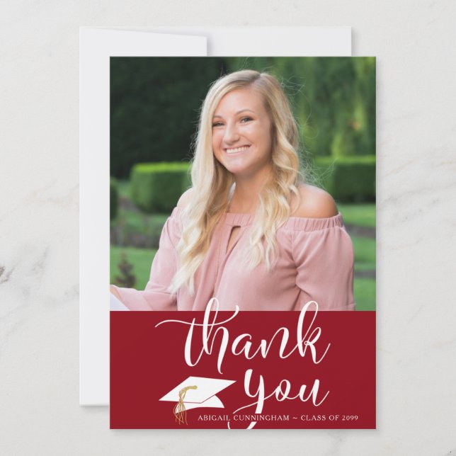 Graduation Red Thank You One Photo Script (Front)