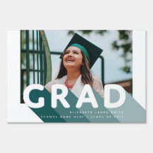 Graduation Retro Photo Green Personalised Yard