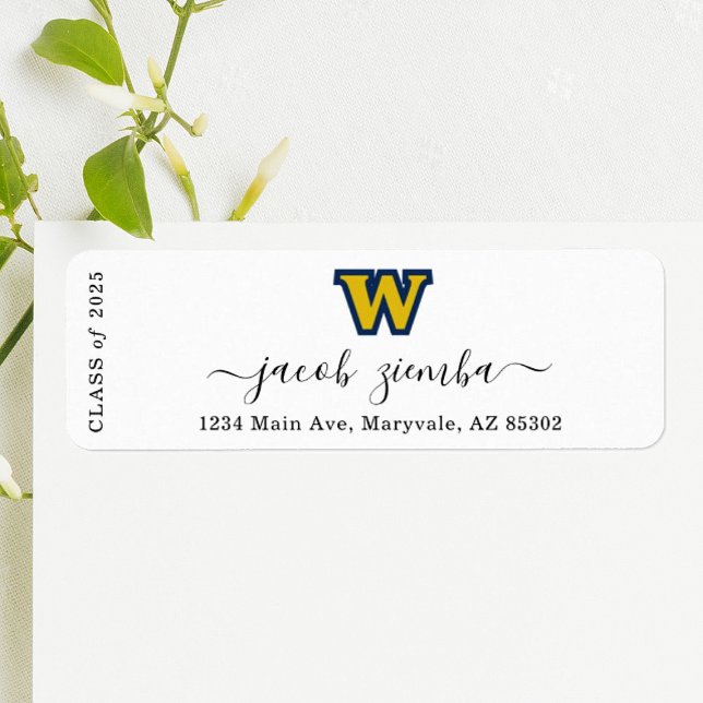 Graduation Return Address Label with School Logo (Creator Uploaded)