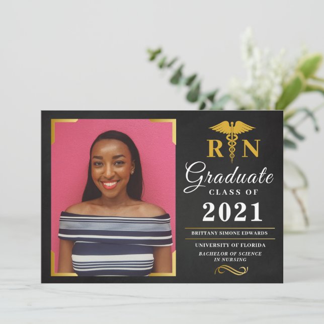 Graduation RN Announcement Photo Card Invitation (Standing Front)