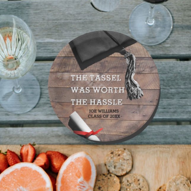 Graduation Rustic Barnwood Personalised Paper Plate (Creator Uploaded)