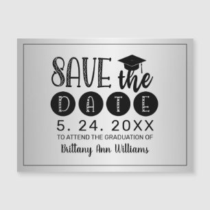 Graduation Save the Date Black Typography Silver