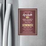 Graduation Save the Date Burgundy Red Gold White Magnetic Invitation<br><div class="desc">Share the joyful news of your upcoming graduation party with these elegant burgundy red, white and faux gold foil save the date magnetic invitations. All text is simple to customise. Magnetic back makes them easy for family and friends to display. Design features a maroon background, gold faux metallic foil, handwritten...</div>