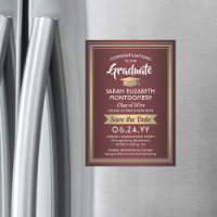 Graduation Save the Date Burgundy Red Gold White