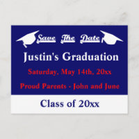 Graduation Save The Date Card With White