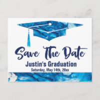 Graduation Save The Date Elegant Blue Marble