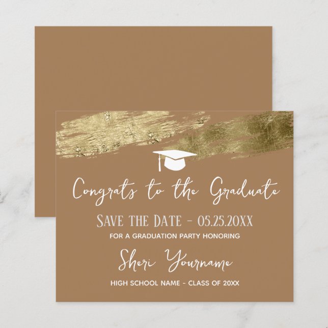 Graduation Save the date Gold (Front/Back)