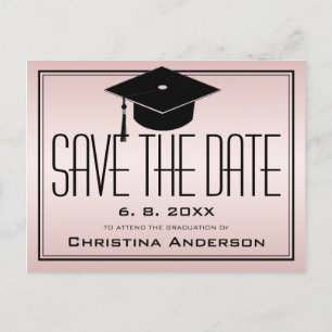 Graduation Save the Date Grad Cap Blush Graduate Announcement Postcard