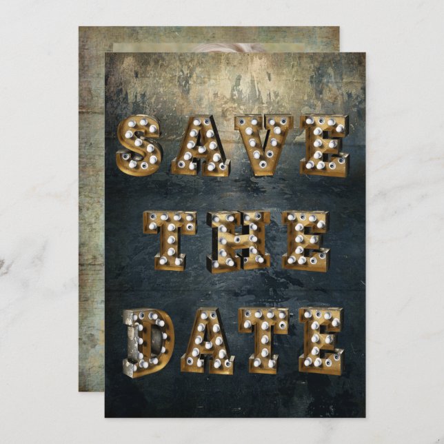 Graduation Save The Date Marquee Theatre Lights Invitation (Front/Back)