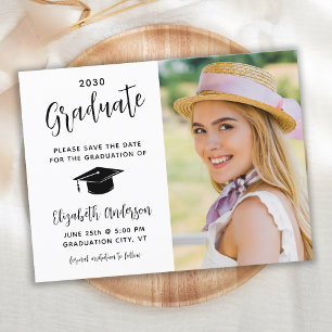 Graduation Save The Date Modern Photo Invitation Postcard