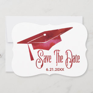 Graduation Save The Date Simple Modern Red Grad