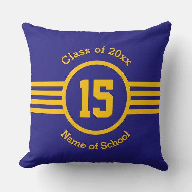 Graduation School Class Year Varsity Number Cushion (Front)