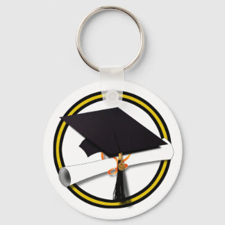 Graduation School Colors Gold And Black Key Ring