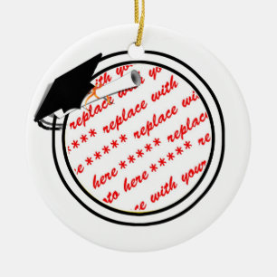 Graduation School Colours Black & Gold Frame Ceramic Tree Decoration