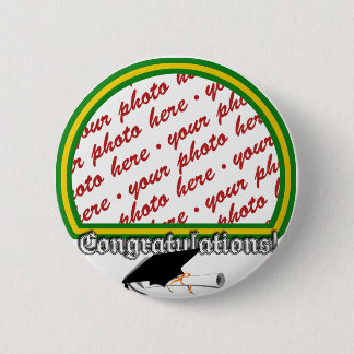 Graduation School Colours Green & Gold Frame 6 Cm Round Badge