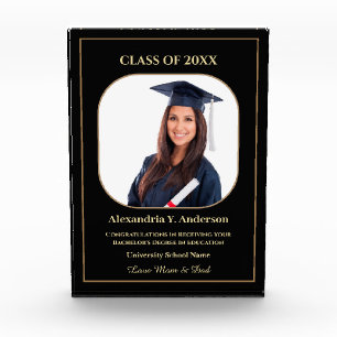 Graduation School Photo Gold Modern Custom Award  Block