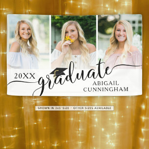 Graduation Script 3 Photo Collage Personalised Banner
