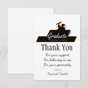 Graduation Script Black and White Scroll Custom Thank You Card