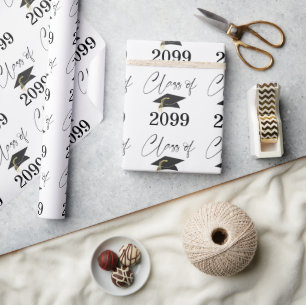 Graduation Script CLASS OF Year Minimalist Pattern Wrapping Paper