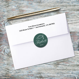 Graduation Script Dark Green Envelope Seal