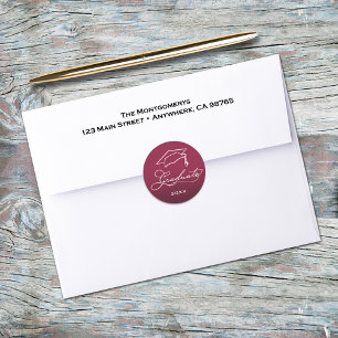Graduation Script Maroon Envelope Seal