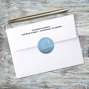 Graduation Script Powder Blue Envelope Seal