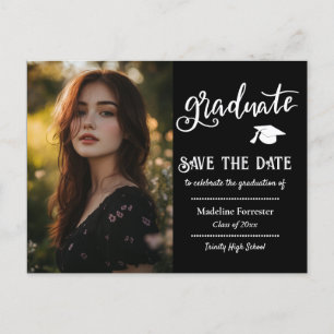 Graduation Script Save The Date Grad Photo Announcement Postcard