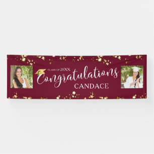 Graduation Script Typography Photo Stars Maroon Banner